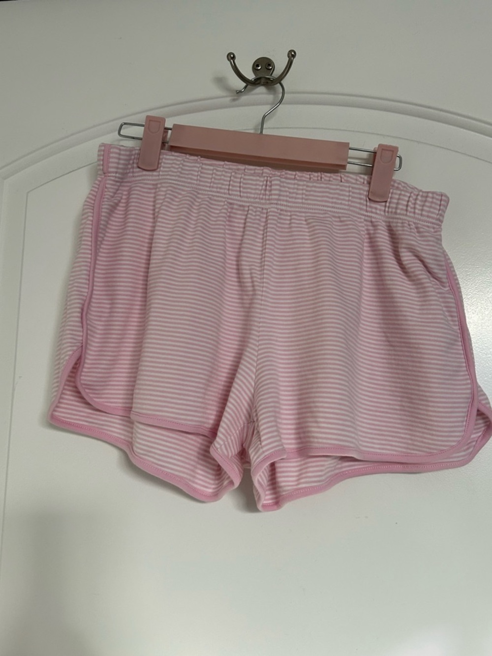 Lake 100% Pima Cotton Enligh Rose Stripe Pink Pajama Shorts Size M cozy lounge - Picture 3 of 11